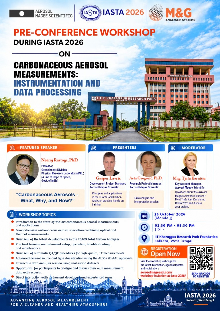 Pre-Conference Workshop during IASTA 2026 on Carbonaceous Aerosol Measurements: Instrumentation and Data Processing